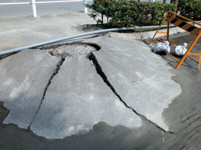 Damaged manhole cover