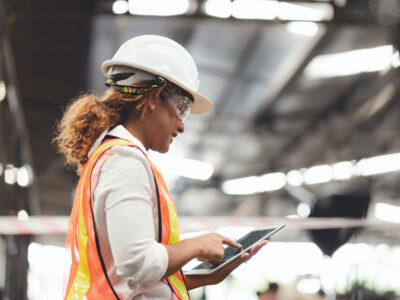 construction worker with tablet