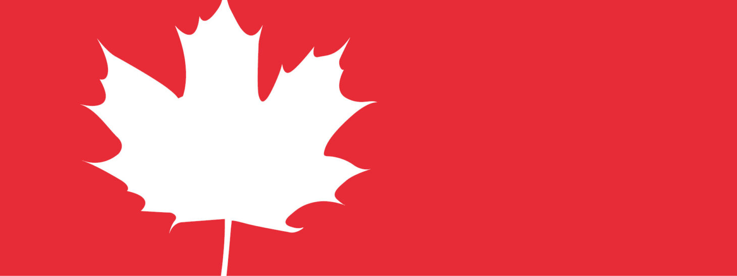 White maple leaf against red background