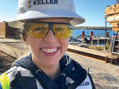 Catherine Chauder in work safety equipment smiling for photo