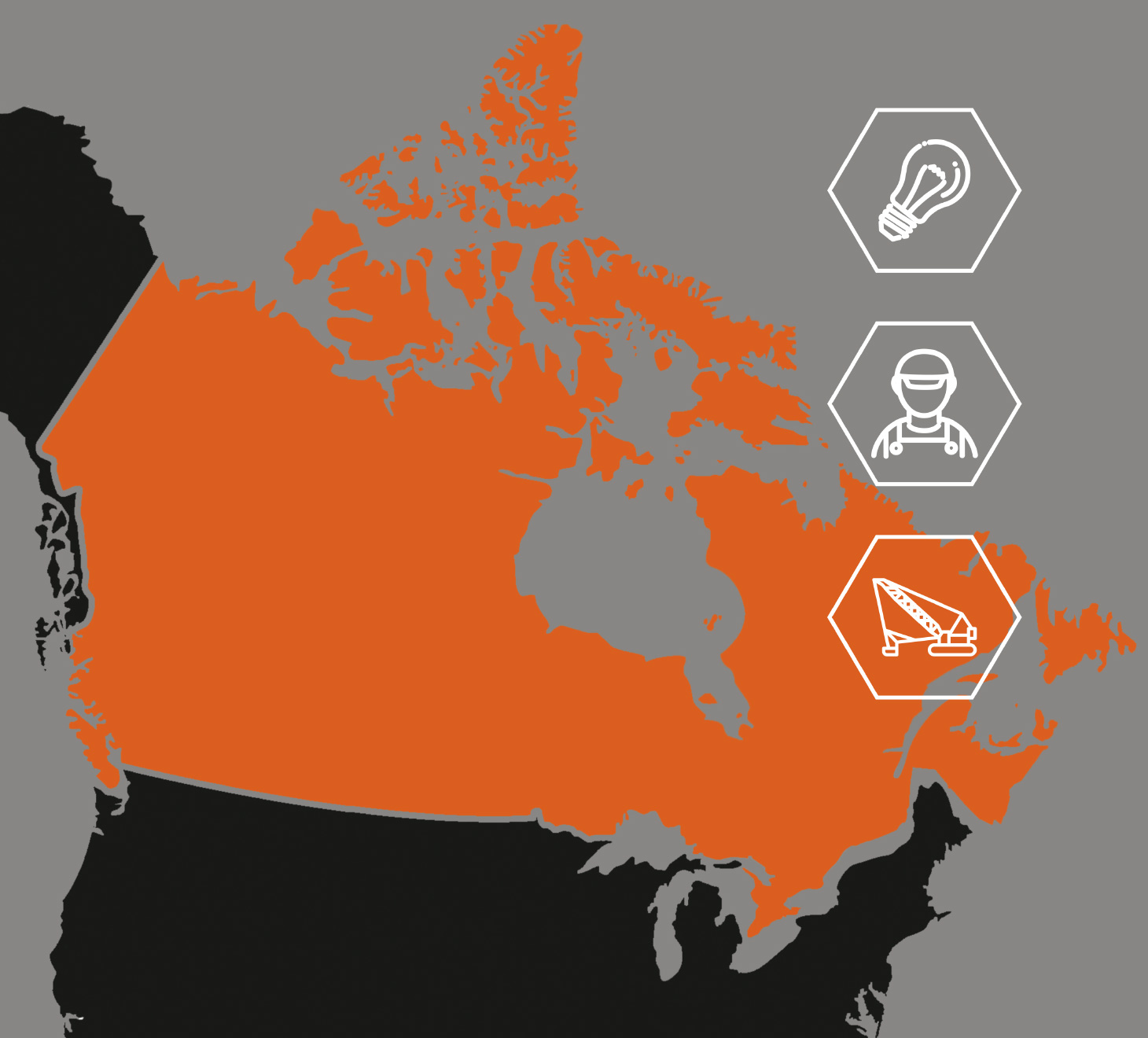 Map of Canada with icons