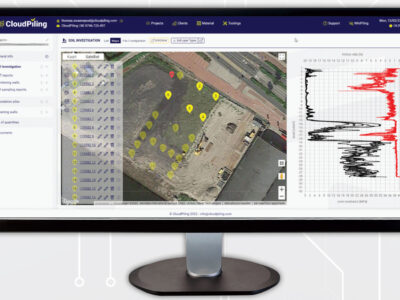Data projected on desktop monitor