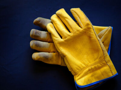 Yellow work gloves