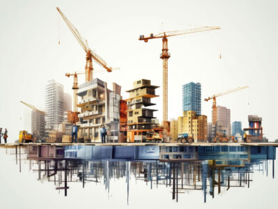 Illustration of city under construction