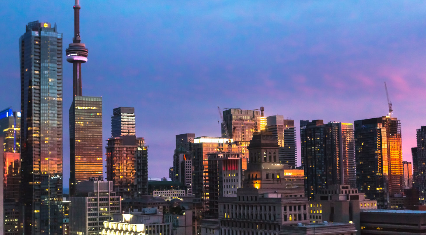 Downtown Toronto skyline at dusk