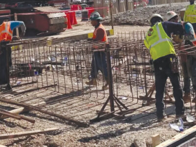 Workers on construction site