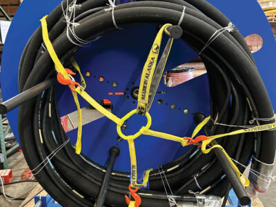 Spool of large diameter hose