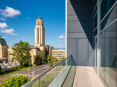 The University of Montreal‘s Pavilion Roger-Gaudry building, seen from a Polytechnique Montréal terrace
