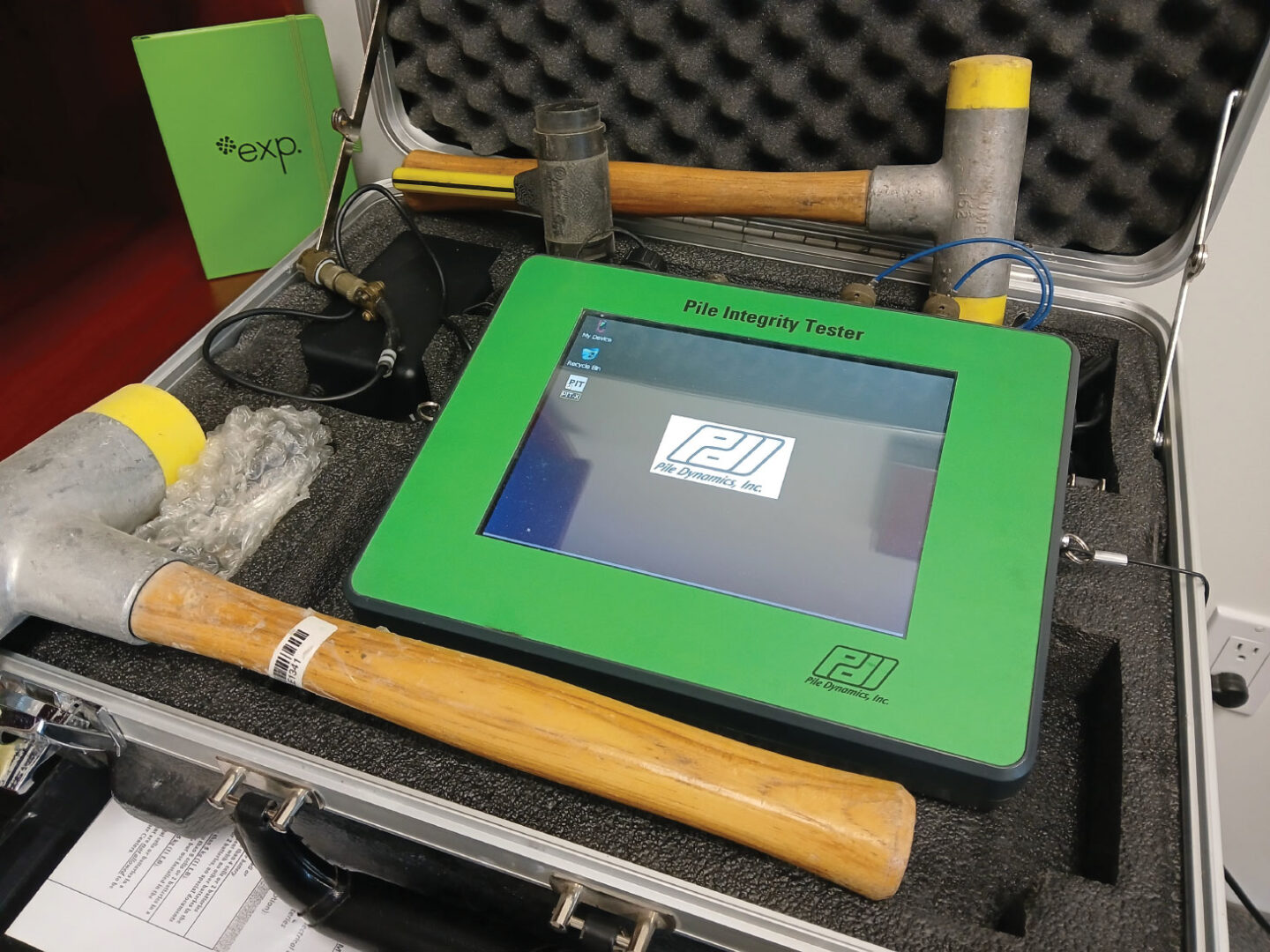 PIT testing device in protective carrying case