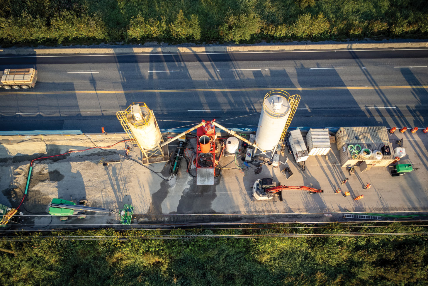 Aerial view of construction site
