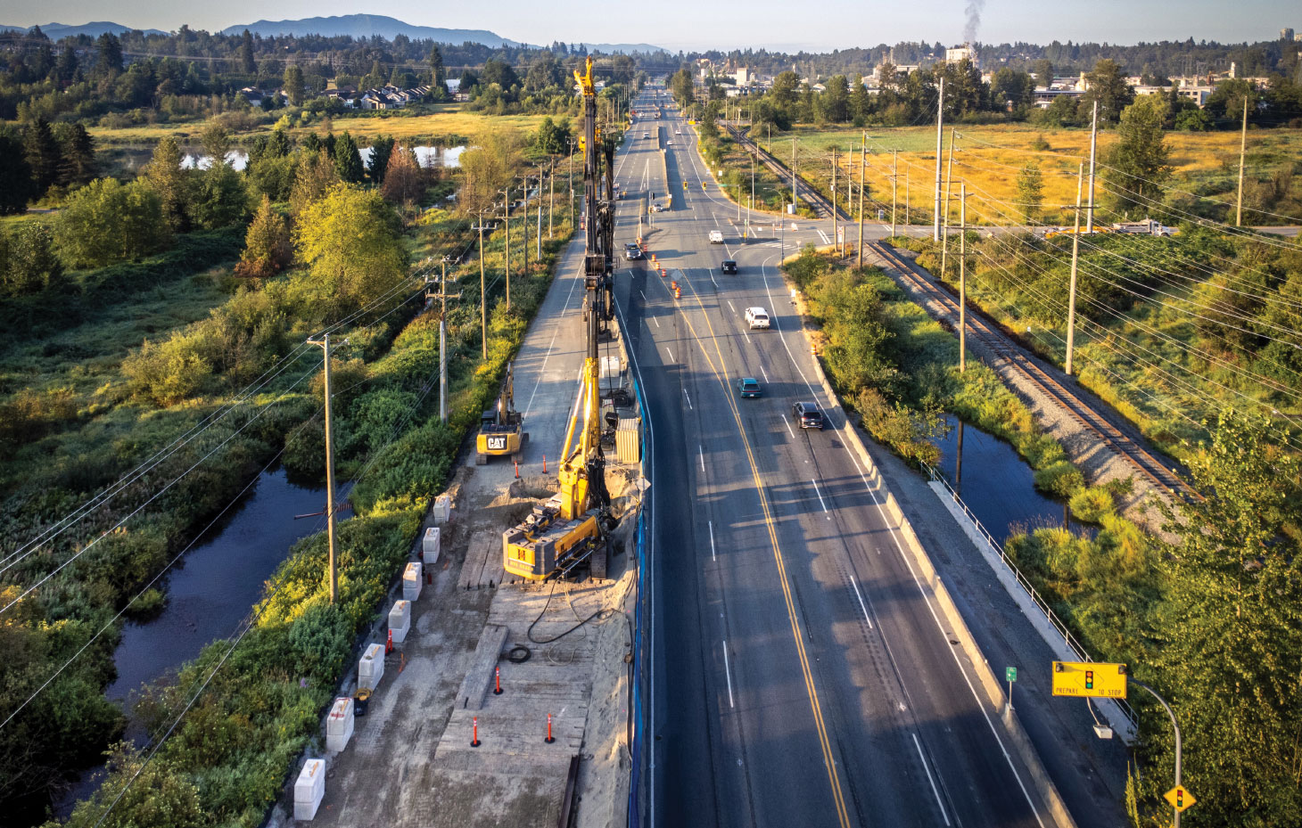Aerial view of construction site