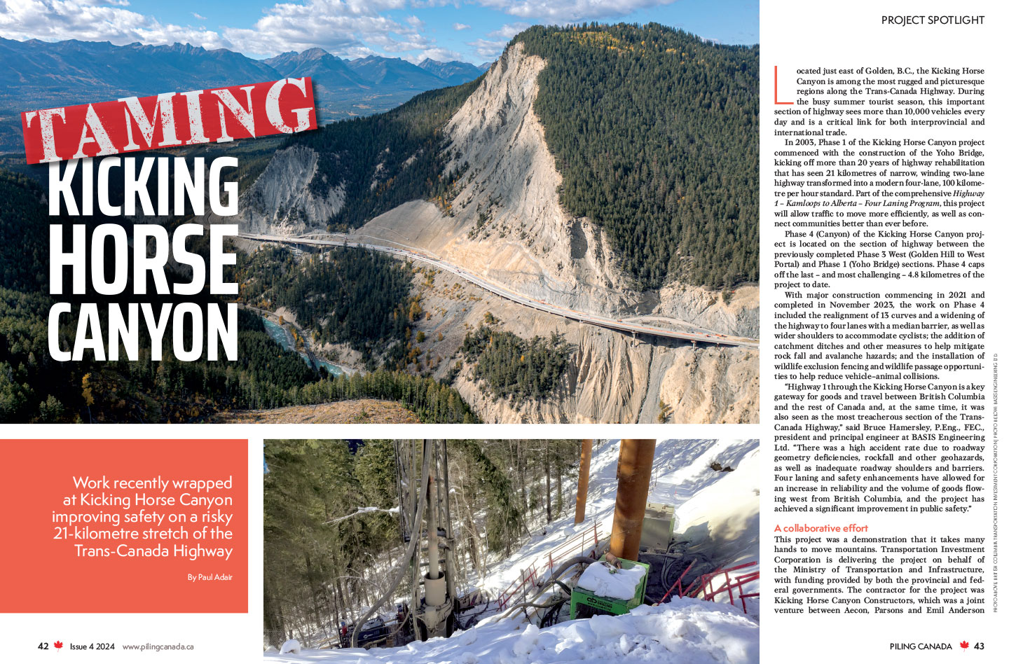 Taming Kicking Horse Canyon page spread