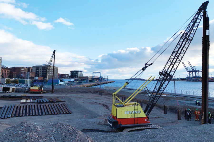 Piling rig on construction site