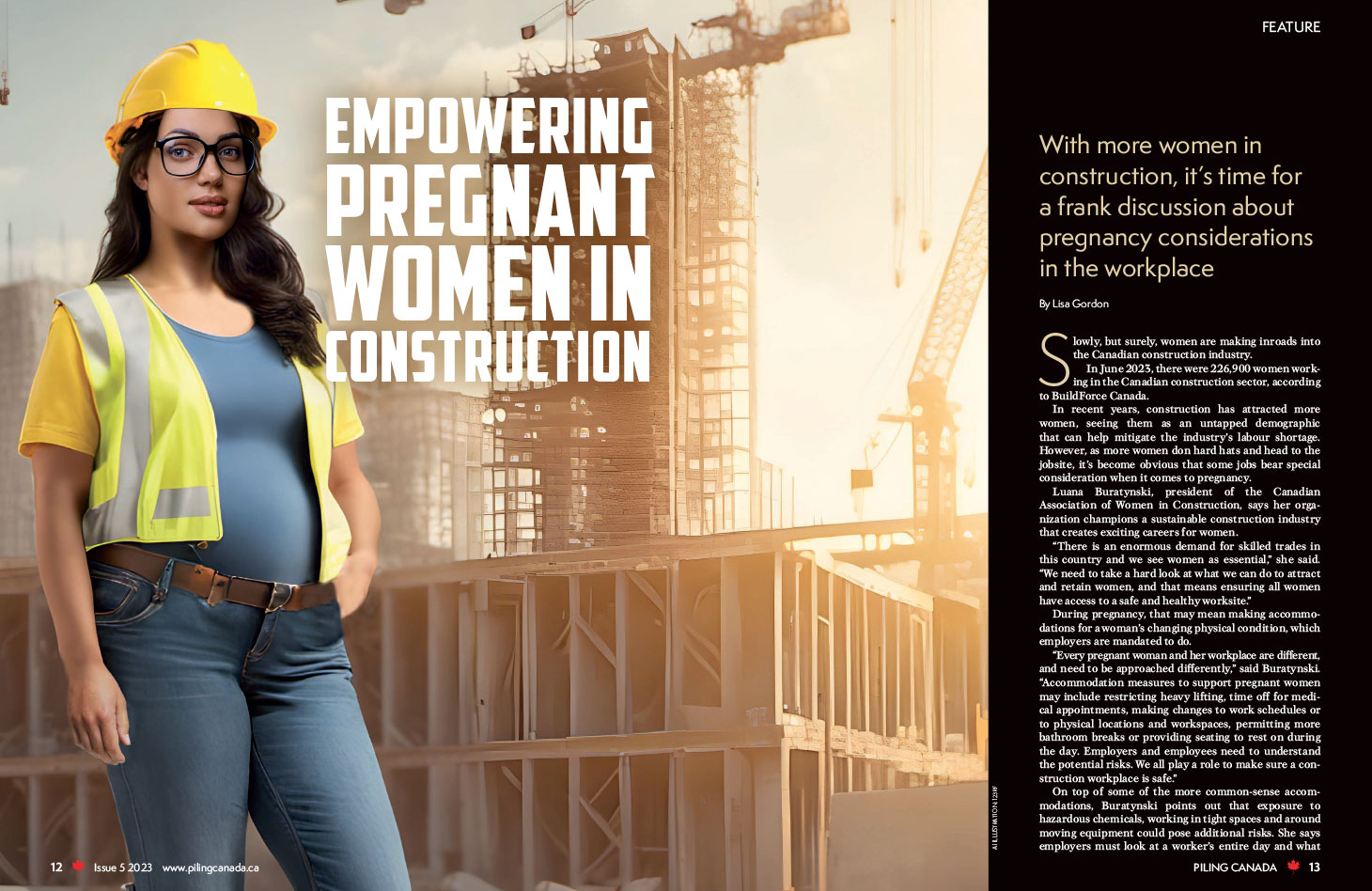 Empowering Pregnant Women in Construction page spread