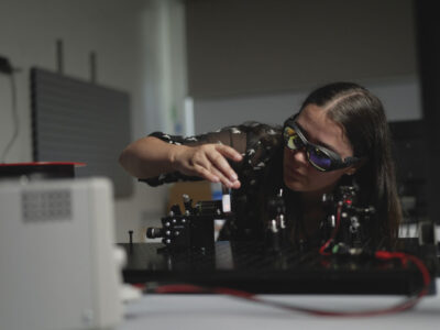 Student working at bench