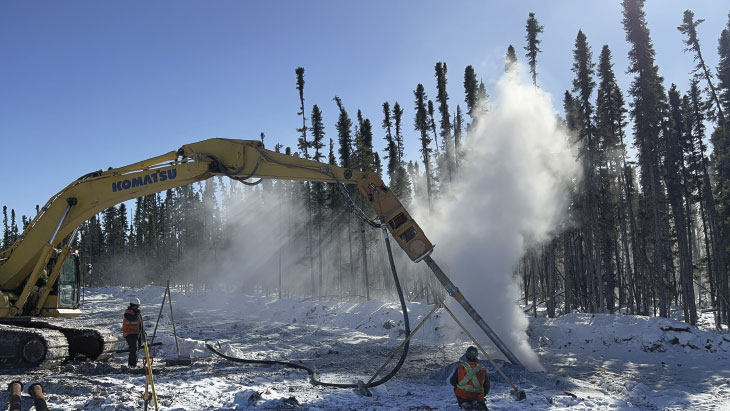Forage dans un sol gelé
