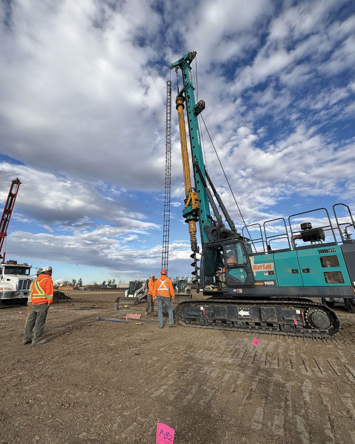The SWDM160S installs piles on a jobsite at Lloydminster, Sask.
