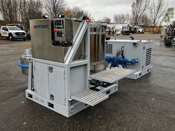 INTRIC D12 grout plant paired with a custom-engineered silo