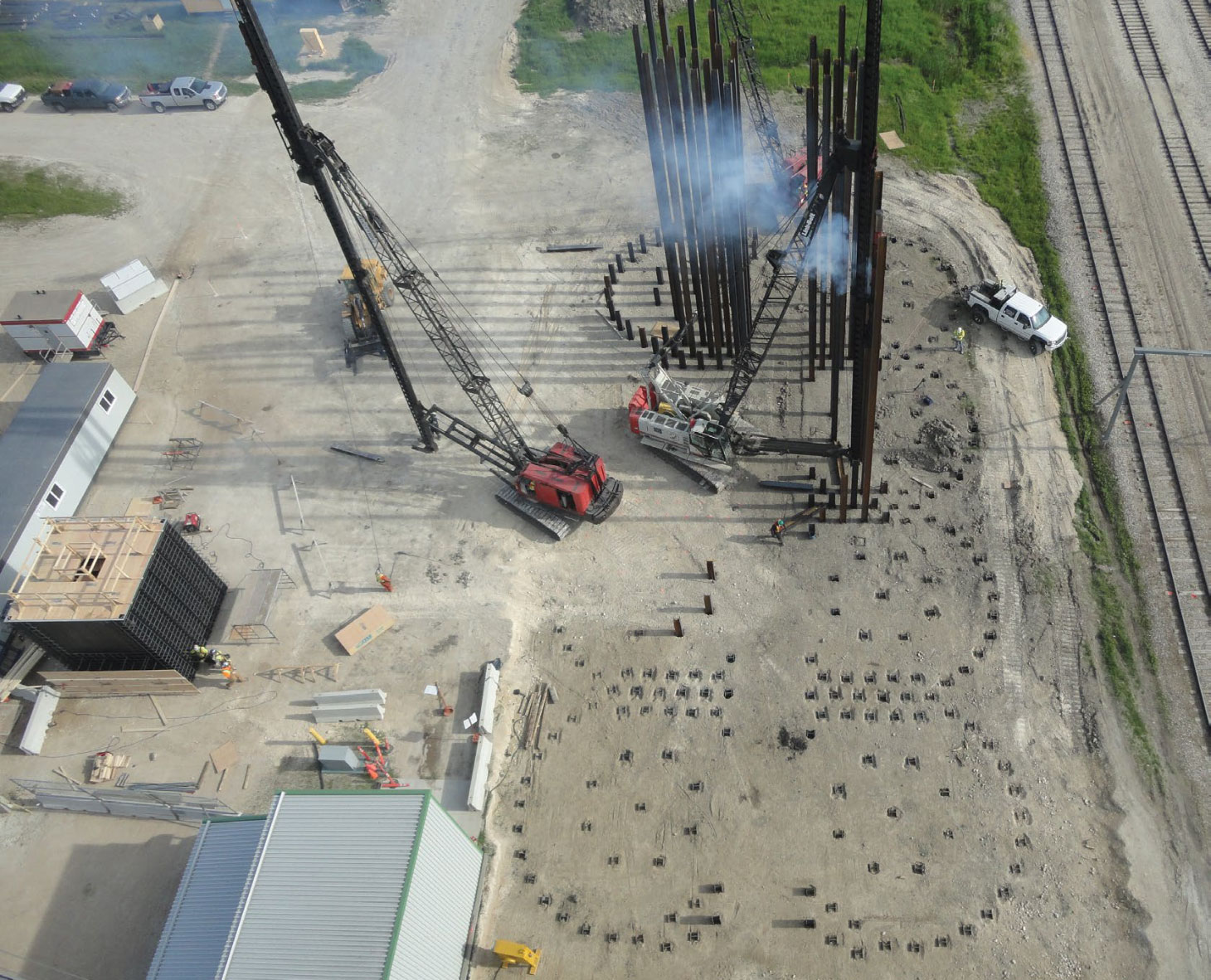 Aerial view of construction site