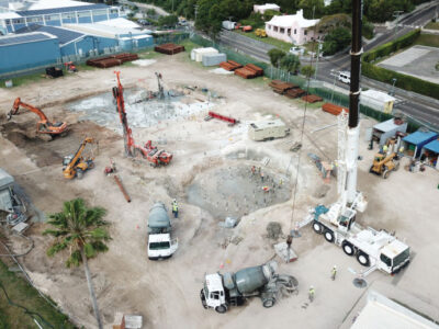 Aerial view of construction site