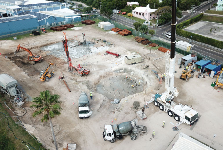 Aerial view of construction site