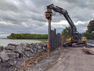 Drilling rig on shorline