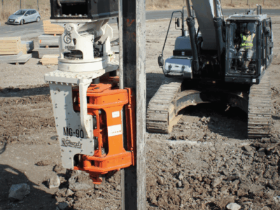 Closeup of vibratory hammer