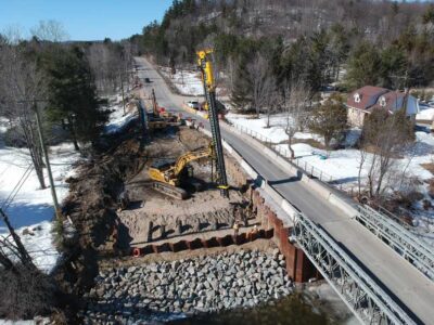 Aerial view of construction site