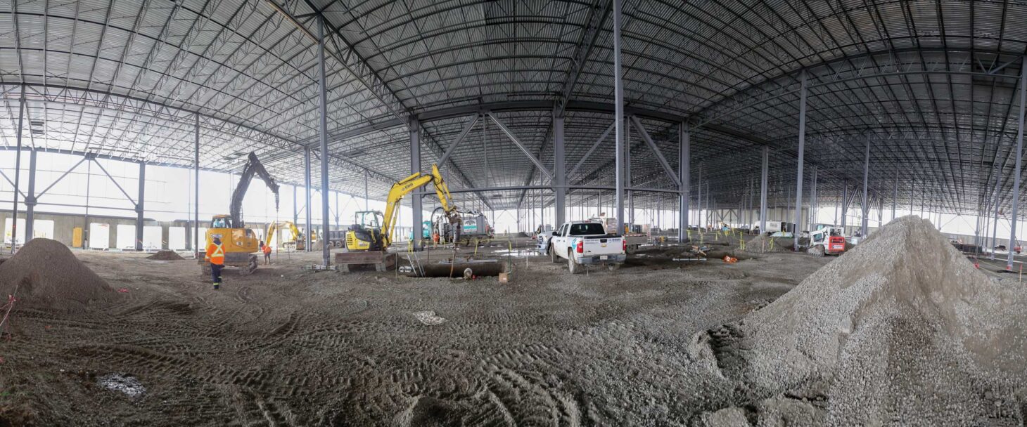 Wide angle view of construction site