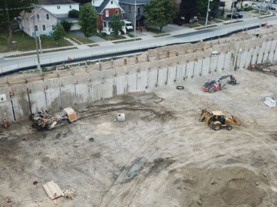 Aerial view of construction site