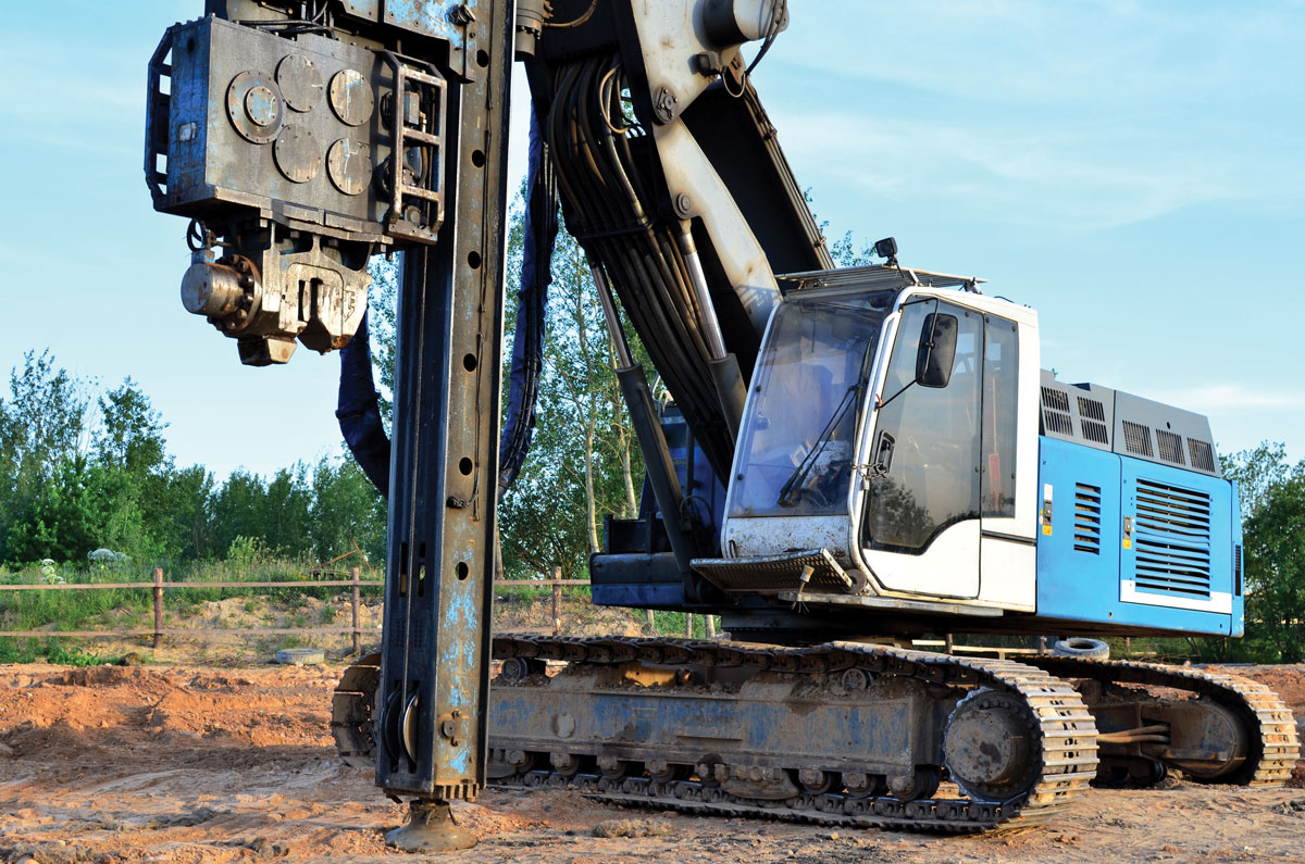 Pile driver on site