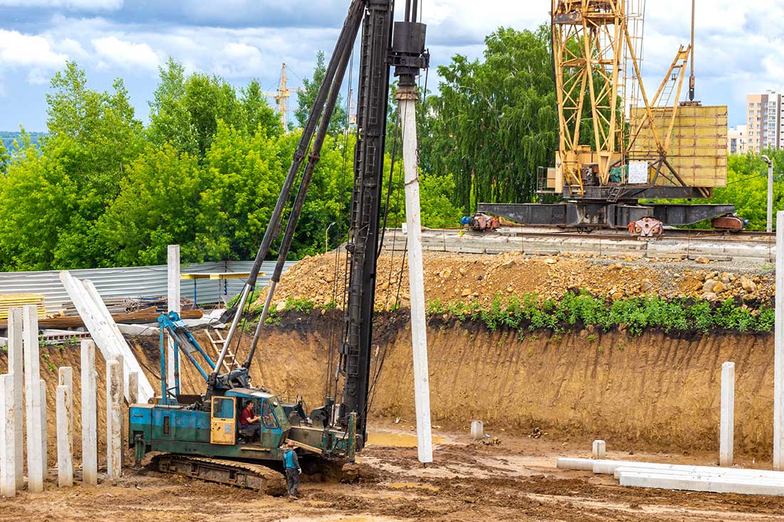 Piledriver  on construction site