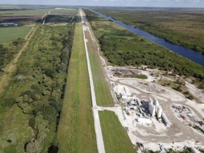 Areal view of jobsite in Herbert Hoover Dike