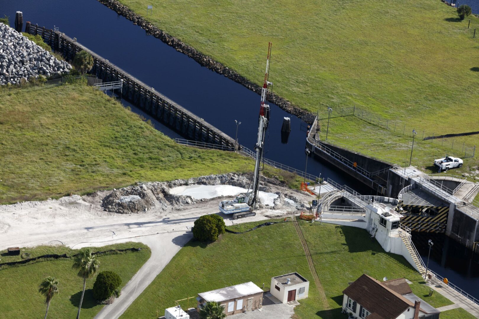 Areal view of jobsite in Herbert Hoover Dike