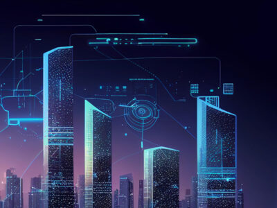 Artist rendering of futuristic landscape