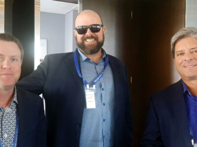 Dan MacLean (left) with Jim Bruce and Allen Cadden, the two past chairs of the ISM