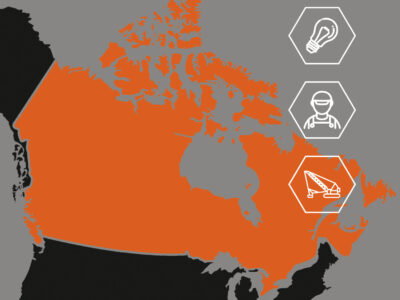 Map of Canada with icons