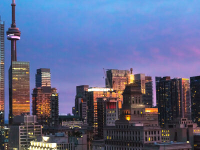 Downtown Toronto skyline at dusk