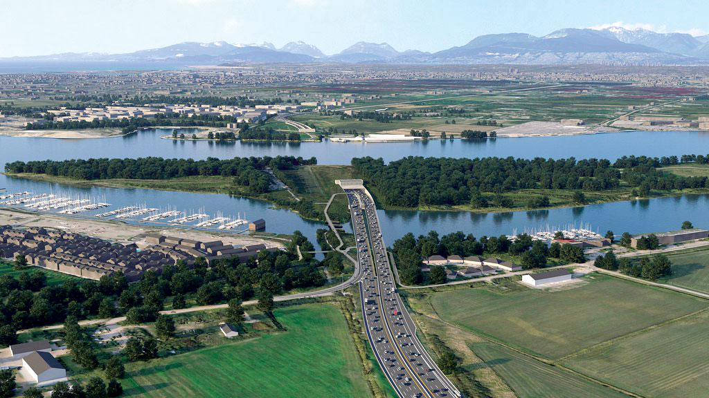 Aerial rendering of new Fraser River Tunnel