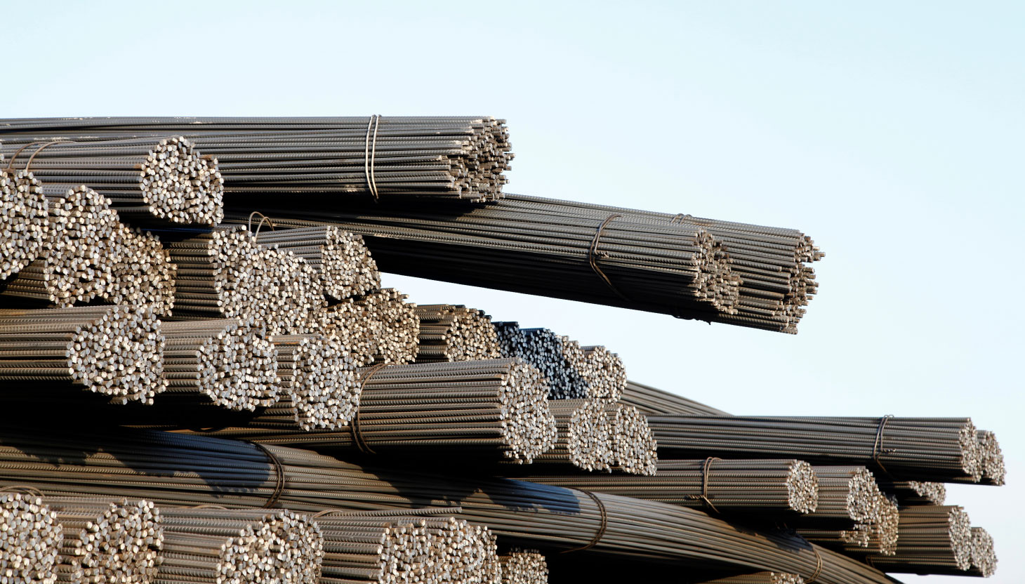 A towering stack of steel rods
