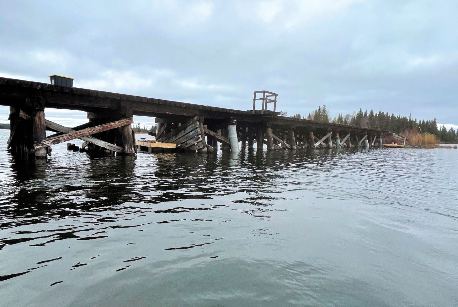 Rail bridge in midst of repair