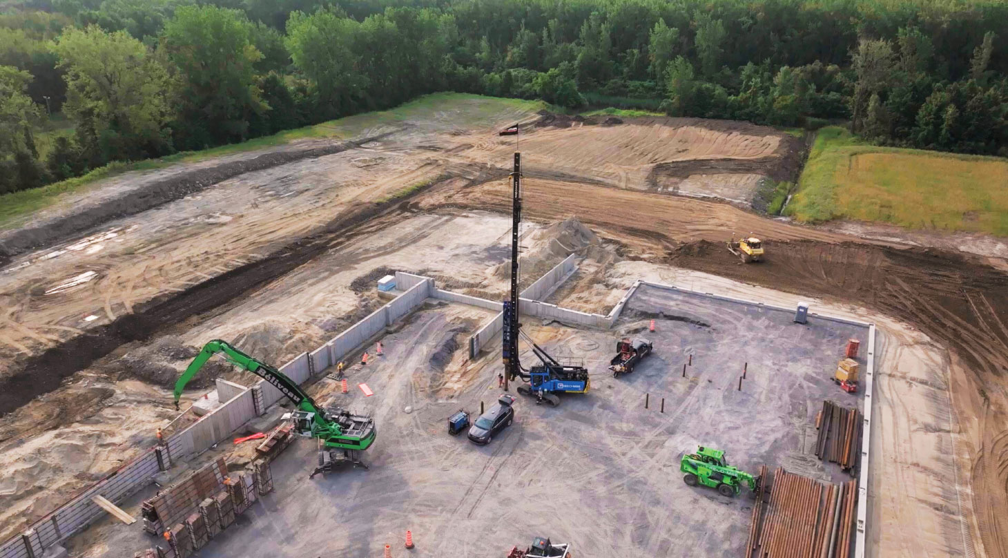 Aerial view of construction site