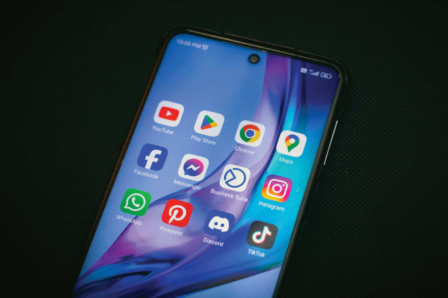 Applications sur l'écran du téléphone portable