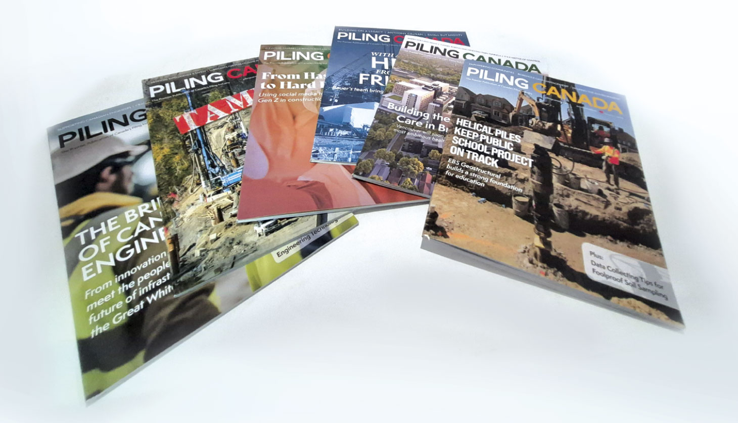 Various copies of Piling Magazine fanned out