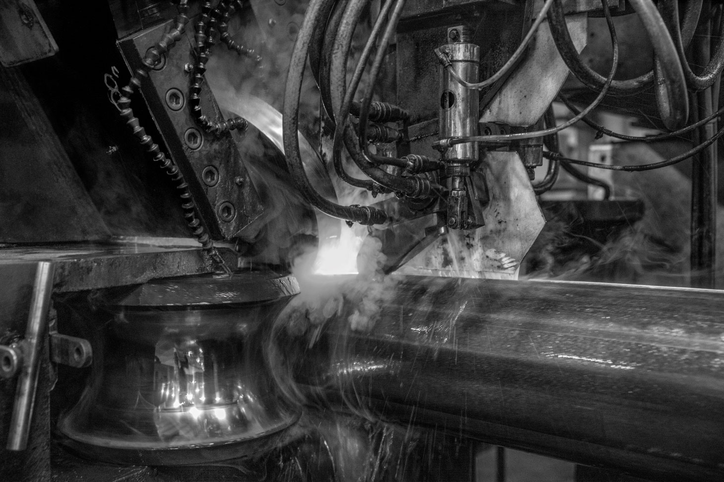 A pile entering the weld box for longitudinal welding