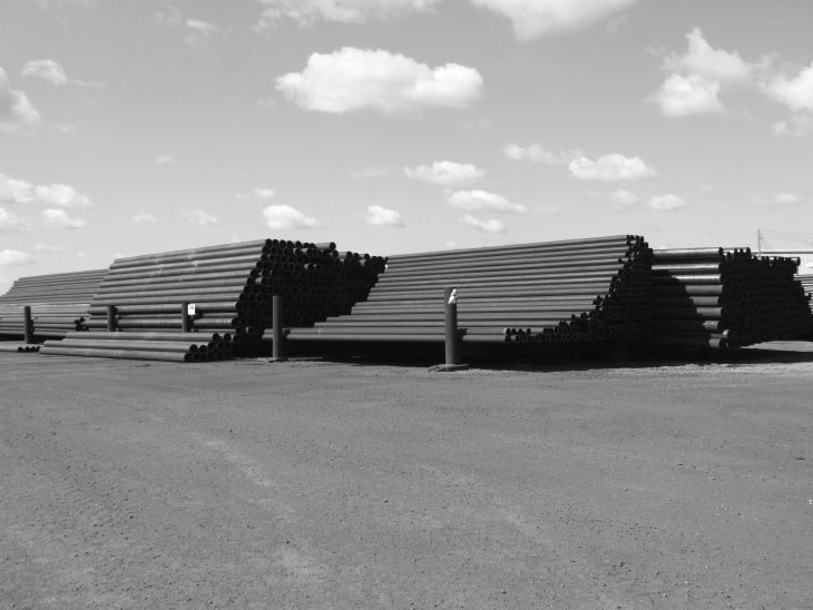 Racks of milled piles ready for shipment