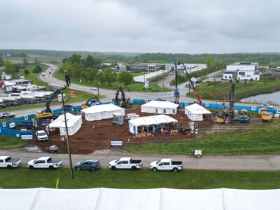 Aerial view of construction site
