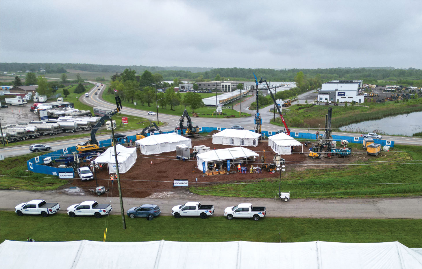 Aerial view of construction site