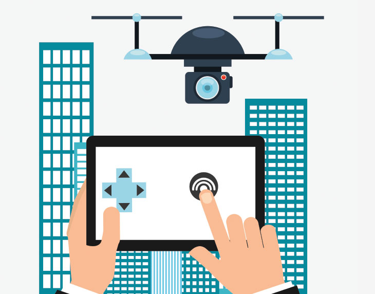 Illustration of person operating drone
