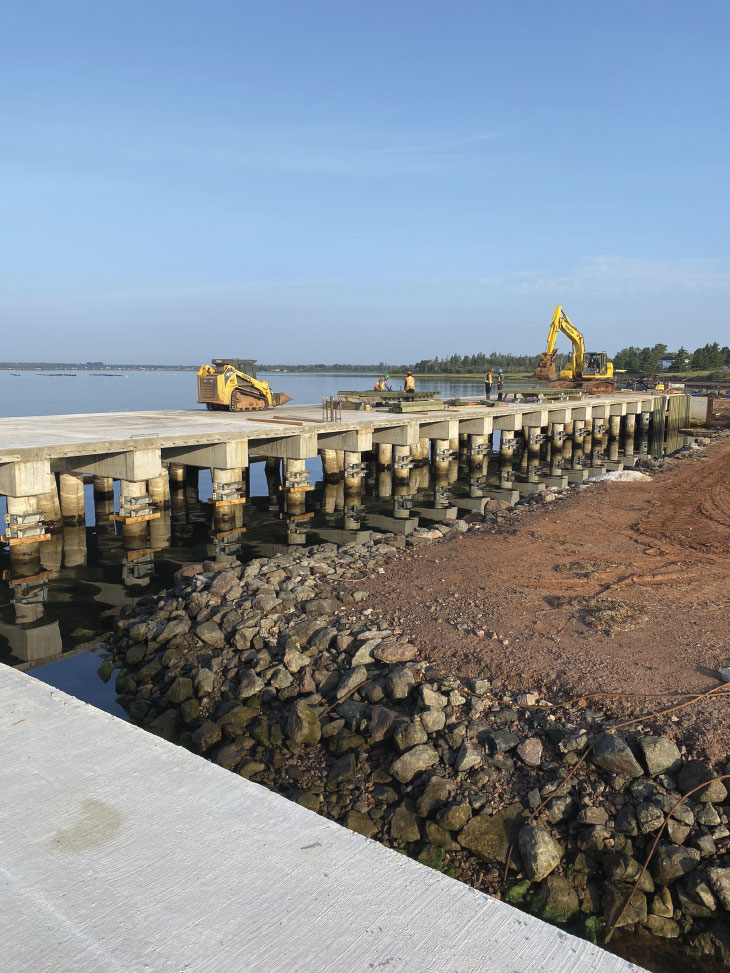 Heavy machinery in midst of pier construction